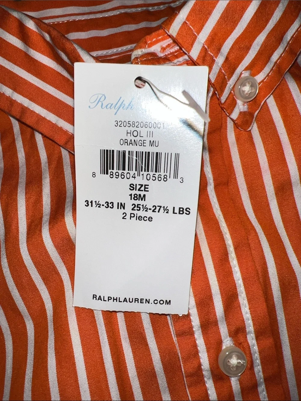 Ralph Lauren Orange & White Striped Button-Down Shirt w/ cat&jack Joggers